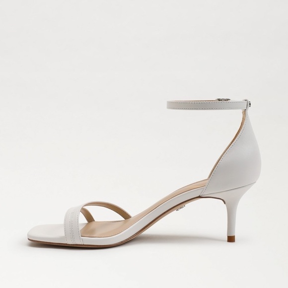 NIB Sam Edelman Peonie Kitten Heel Sandal White Leather Ankle Strap Resort 9.5 - Picture 6 of 17